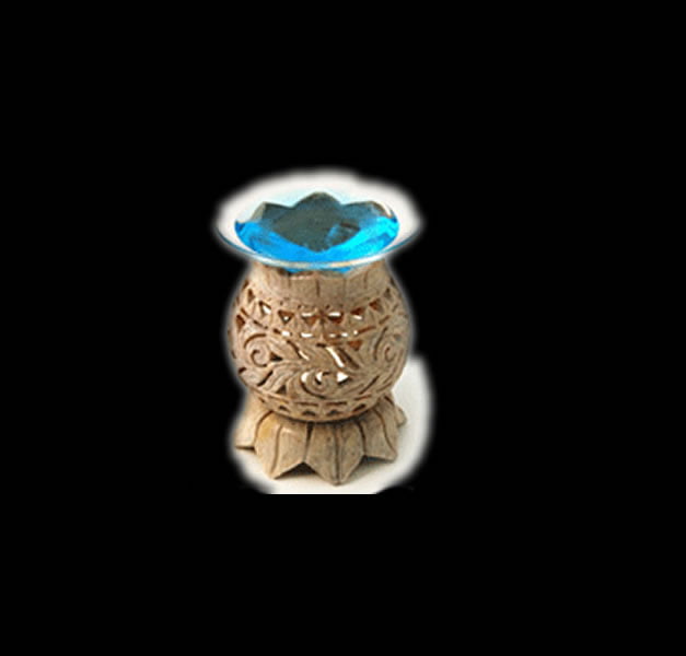 Aromatherapy lamp made of inlaid stone - Lotus flower - made in India Aromatherapy lamp made of inlaid stone - Lotus flower - made in India