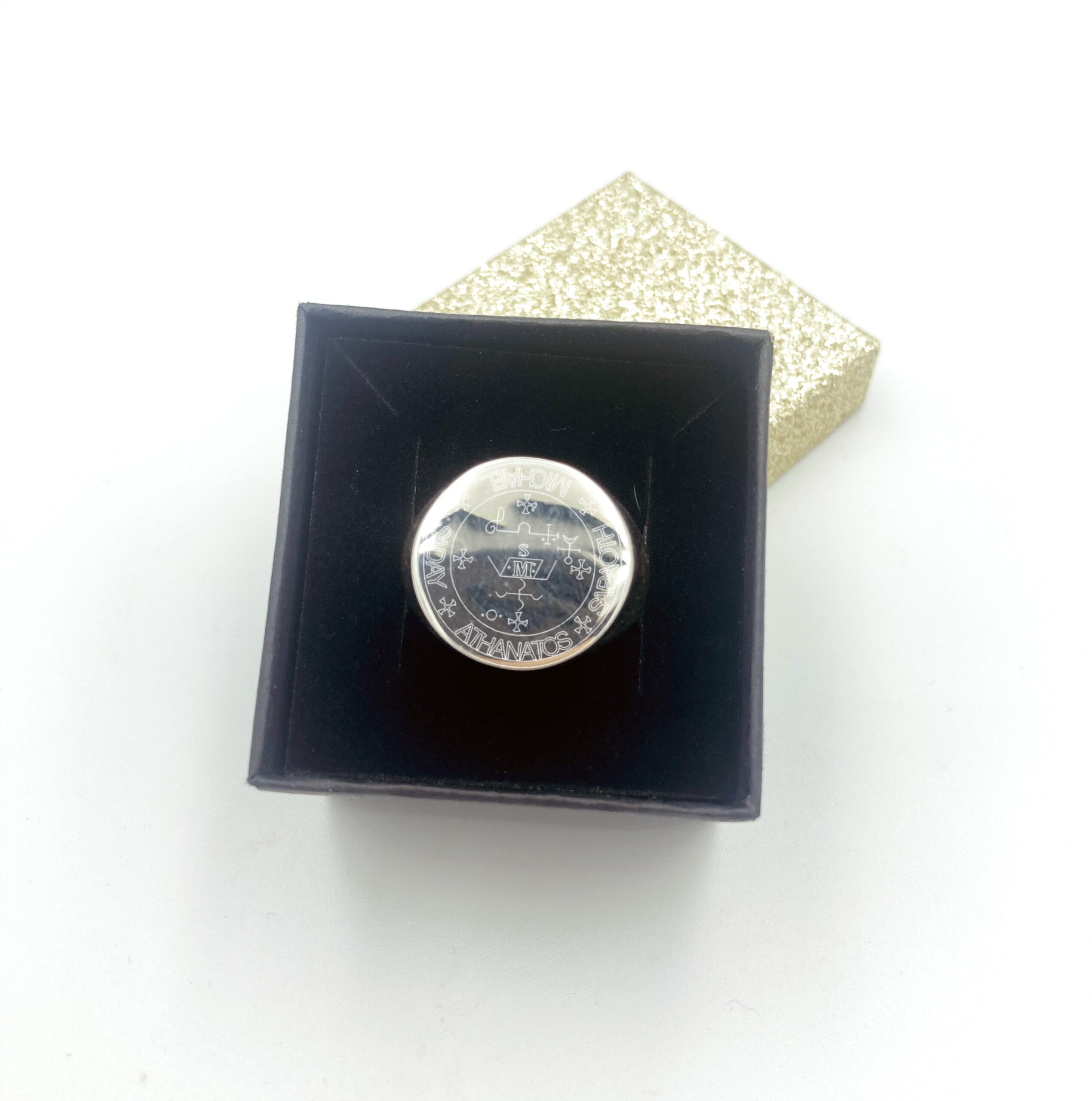 ANELLO CON SIGILLO DELL'ARCANGELO MICHAEL IN ARGENTO 925 GR 13.4 CIRCA