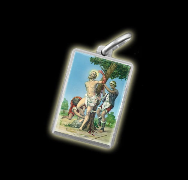 Medaglia - Immagine a colori SAN BARTOLOMEO -  argento 925 Medaglia - Immagine a colori SAN BARTOLOMEO -  argento 925