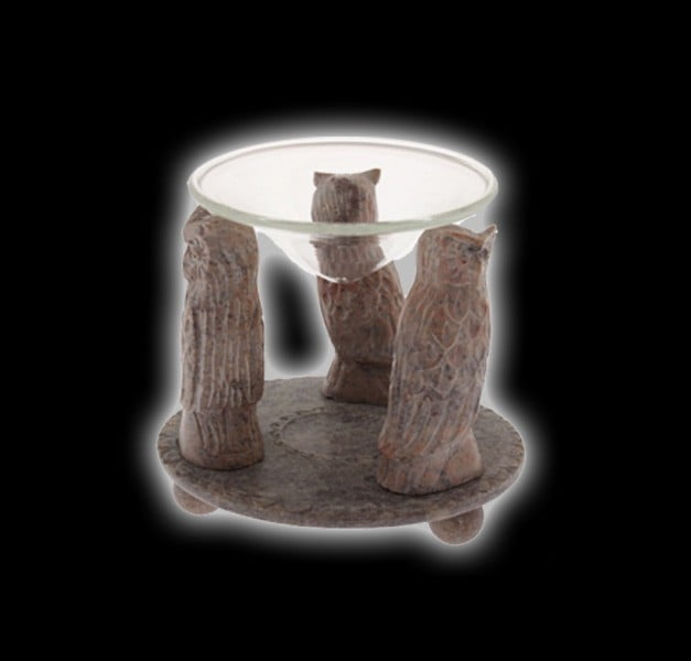 Diffusore per essenze  in pietra modello GUFO INTARSIATO  - made in India