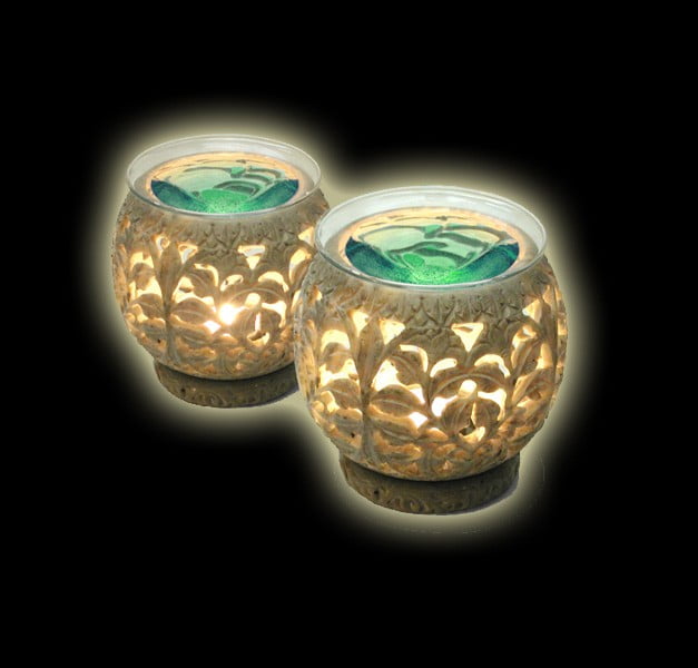 Diffusore sferico per essenze in pietra intarsiata - made in India Diffusore sferico per essenze in pietra intarsiata - made in India