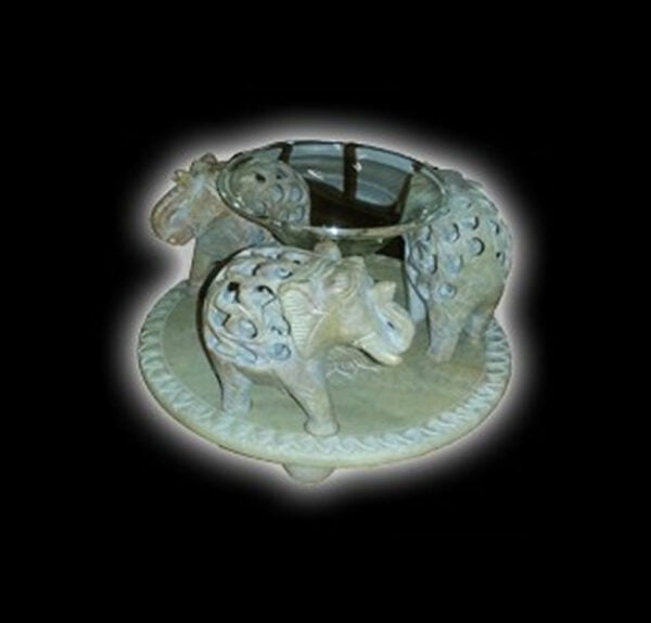 Aromatherapy lamp made of inlaid stone - elephant - made in India