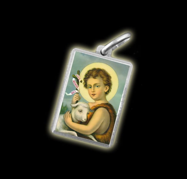 Medaglia - Immagine a colori SAN GIOVANNI BAMBINO -  argento 925 Medaglia - Immagine a colori SAN GIOVANNI BAMBINO -  argento 925
