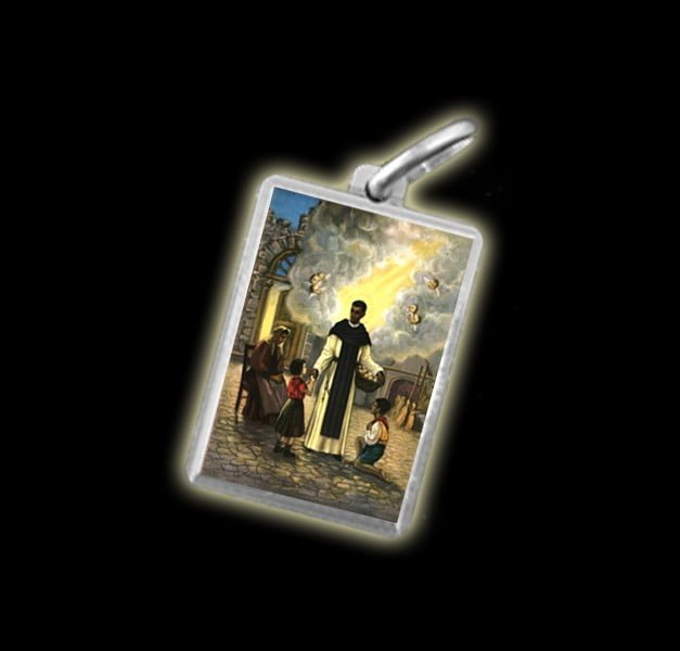Medal - Coloured image SAINT MARTIN DE PORRES - silver 925 Medal - Coloured image SAINT MARTIN DE PORRES - silver 925
