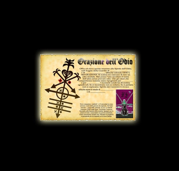Orazione dell'odio - Pergamena Orazione dell'odio - Pergamena