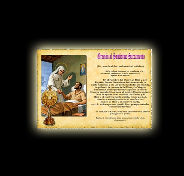 Orazione al Santissimo Sacramento Guarigione - Pergamena Orazione al Santissimo Sacramento Guarigione - Pergamena