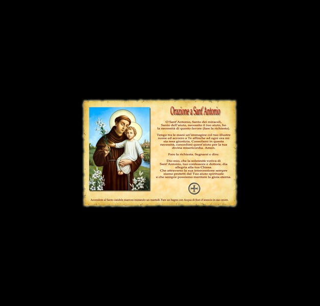 Orazione a Sant'Antonio - Pergamena Orazione a Sant'Antonio - Pergamena