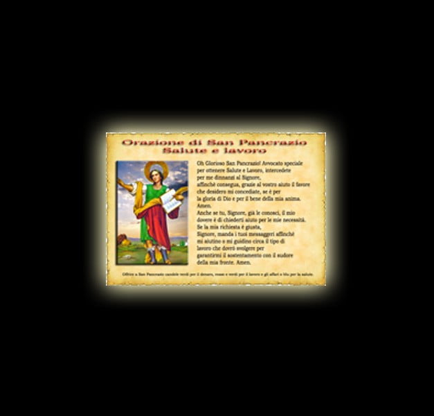 Orazione di San Pancrazio - Pergamena Orazione di San Pancrazio - Pergamena
