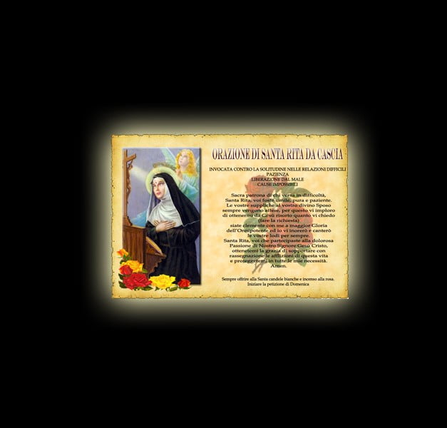 Orazione di Santa Rita - Pergamena Orazione di Santa Rita - Pergamena