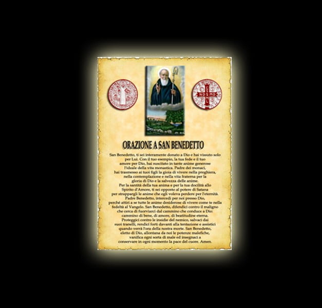 Orazione di San Benedetto - Pergamena Orazione di San Benedetto - Pergamena