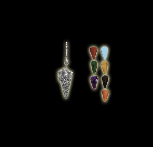 PENDOLO SETTE CHAKRA (ottone argentato) PENDOLO SETTE CHAKRA (ottone argentato)