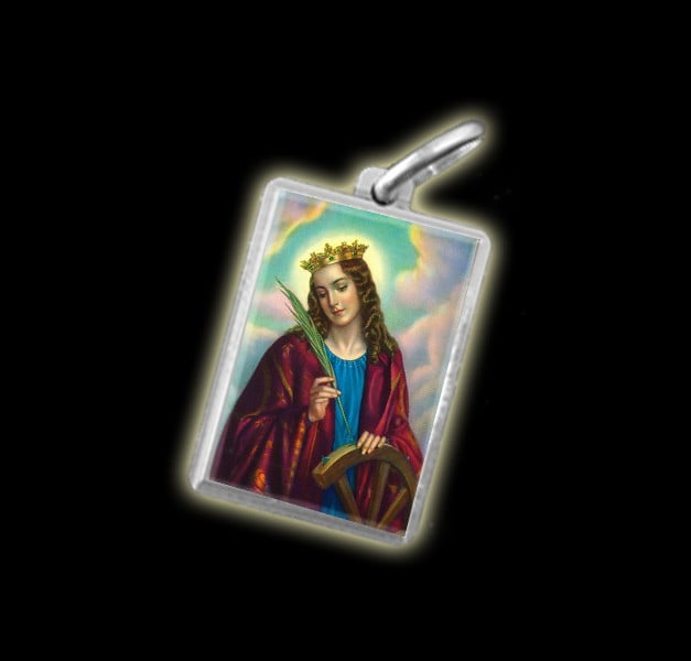 Medal - Coloured image SAINT CATHERINE OF ALEXANDRIA- silver 925