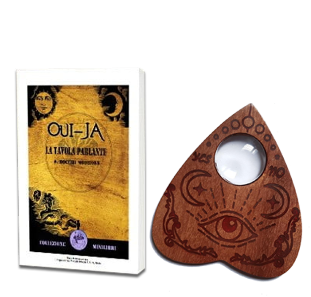 TAVOLA SEDUTA SPIRITICA OUIJA IN LEGNO DI NOCE CENTENARIO + PLANCHETTE - immagine 3
