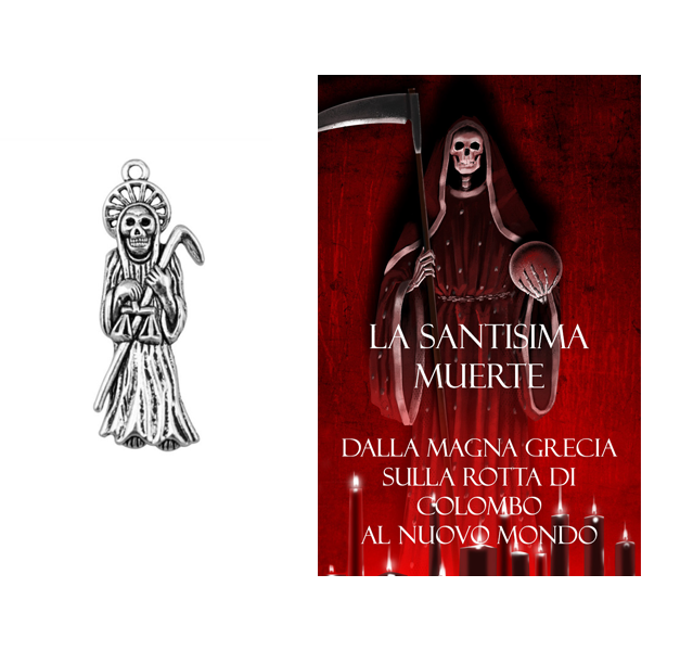 MEDAGLIA SANTISSIMA MUERTE A RILIEVO (argento) + MINILIBRO MEDAGLIA SANTISSIMA MUERTE A RILIEVO (argento) + MINILIBRO